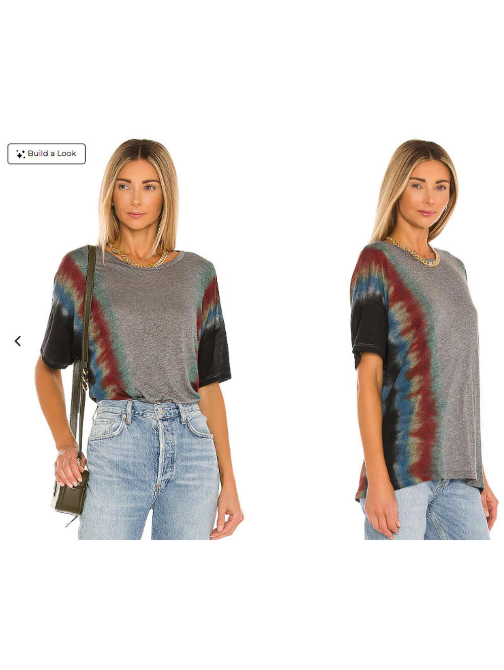 Michael Lauren Rafael Oversized Tee Rainbow Stripe Tie Dye size XL NWT $88msrp